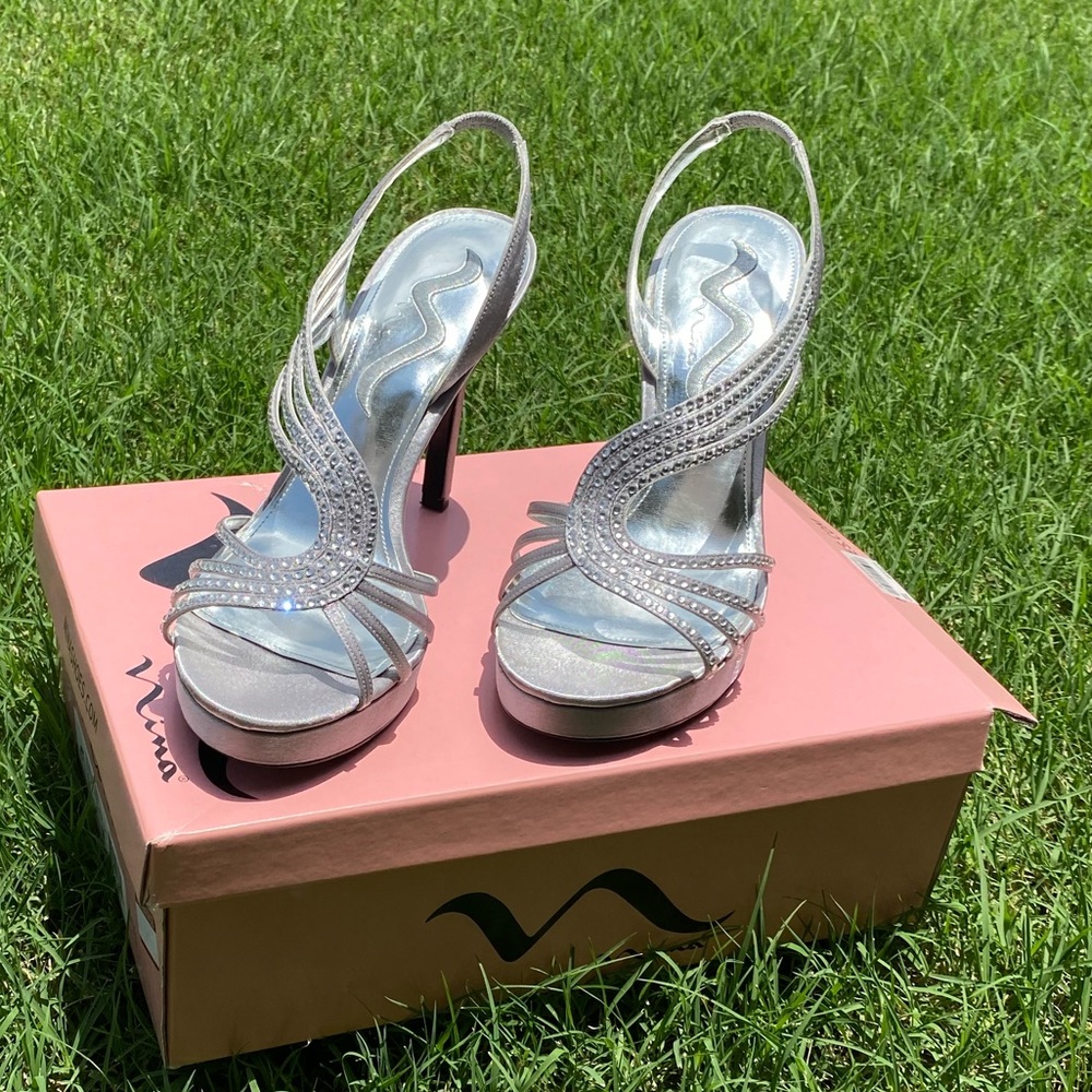 Nina Sliver Bride and prom Sandals 👡
